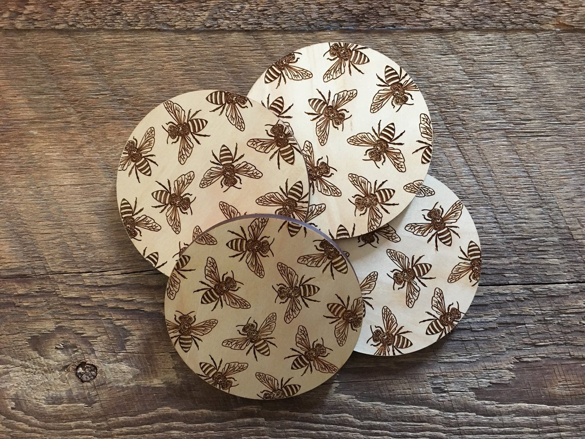 Honey Bees Wood Coaster Set – Noteworthy Paper & Press